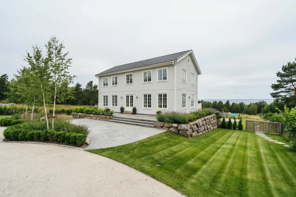 stens ttning och markplanering runt villa i smygehamn