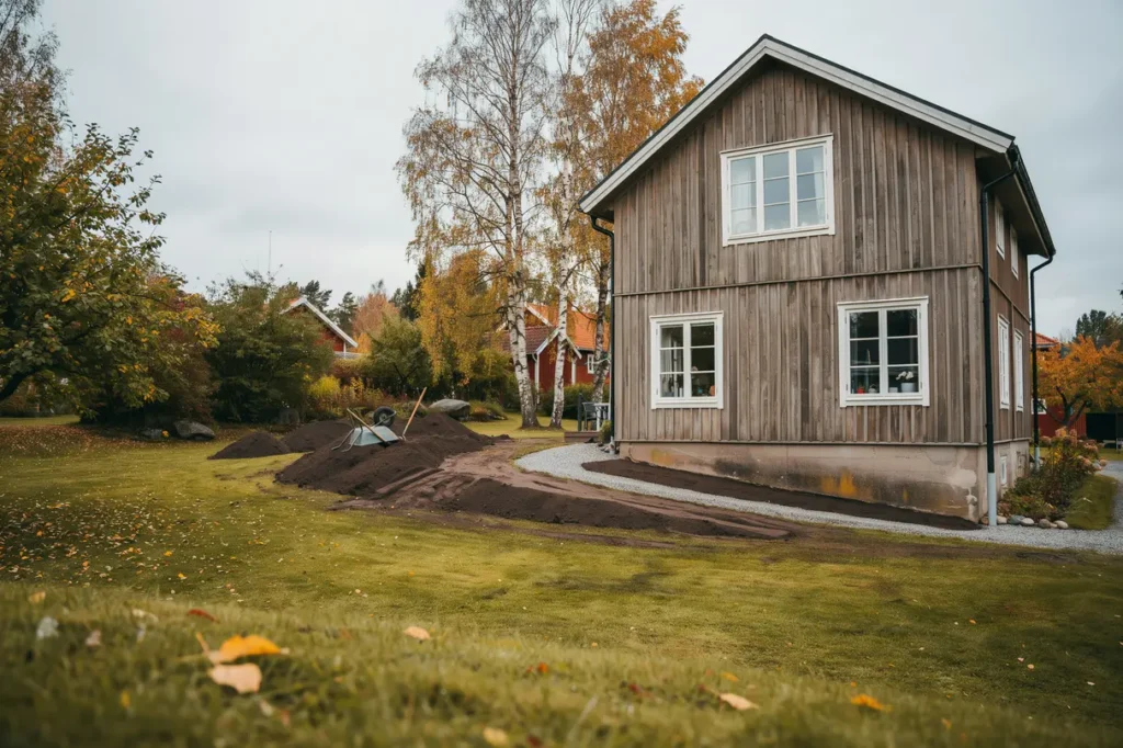tomtplanering med r tt markniv er s minskar du risken f r vatten mot husgrunden