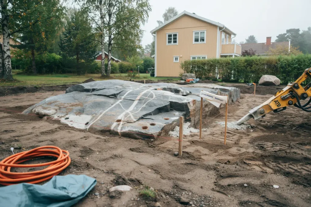 stenspr ckning och bergspr ngning f r tillbyggnadsgrund i andersl v trelleborg